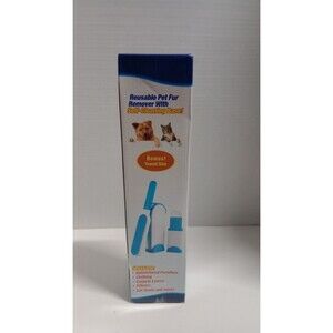 New PET Fur Removal Brush - Reusable with Self Cleaning Base + Travel Brush NIB
